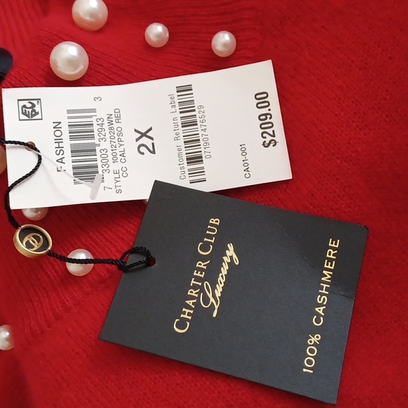 NWT **Charter Club Luxury Pearl 100% Cashmere Sweater ** SZ 2X - Picture 8 of 10